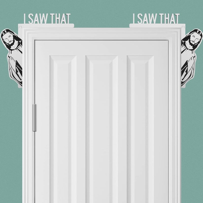 Sanchamy 2 Packs I Saw That Door Sitter Funny Home Decor I Saw That Door Corner Decor Wood Frame Window Corner Decoration for for Home Office Door Mirror Cabinet and More-Left&Right - Image 1